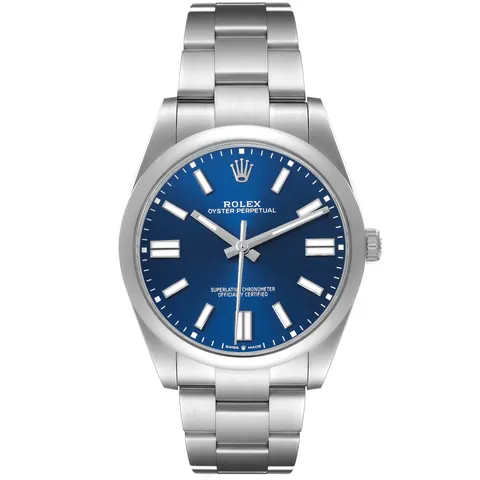 Blue dial of a Rolex Oyster Perpetual 41 124300