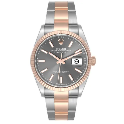 Rolex Datejust 36 126231 with fluted Everose gold bezel and Cyclops date