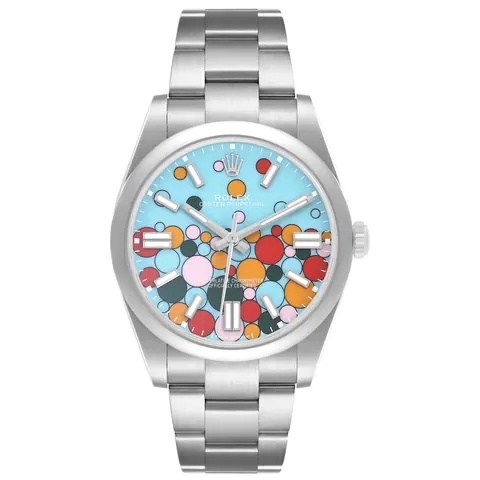 Rolex Oyster Perpetual 41 124300 with multicolor "Celebration" bubble dial
